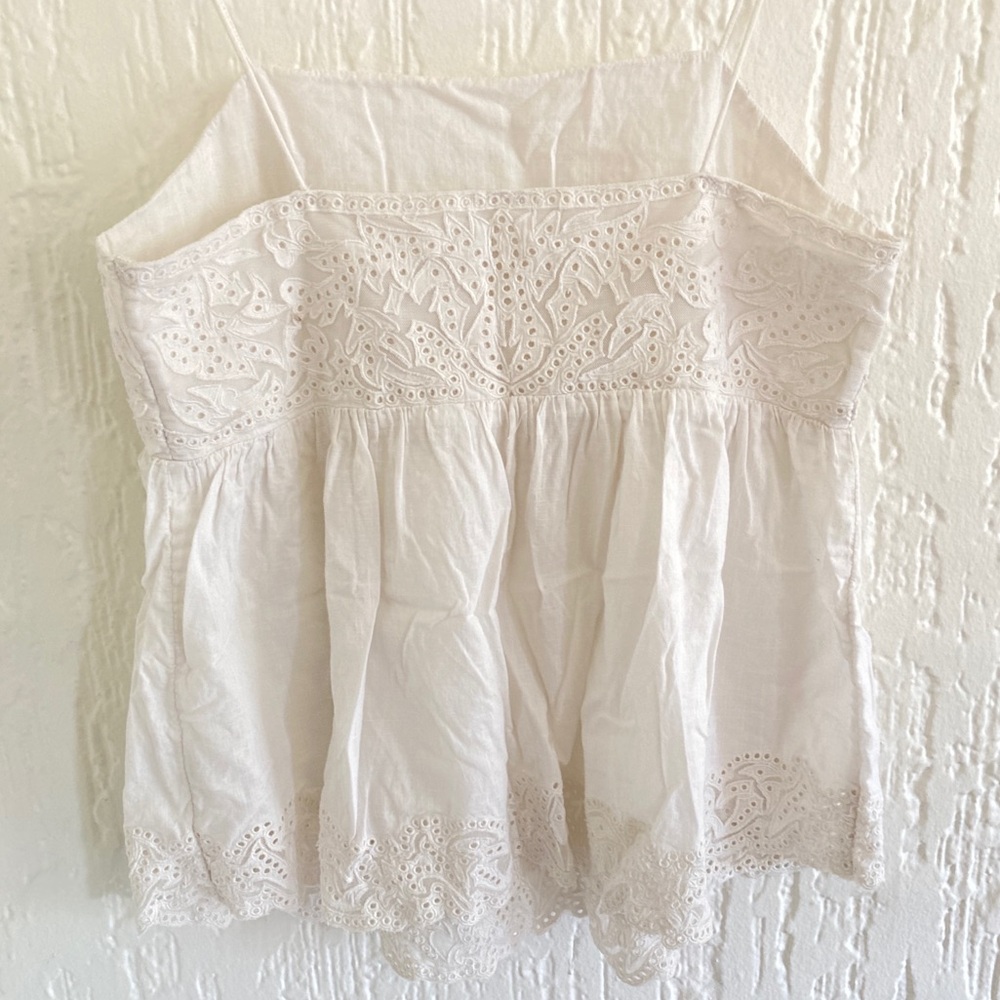 Free People White Cotton Boho Lace Tank Top Size Small - Picture 7 of 8